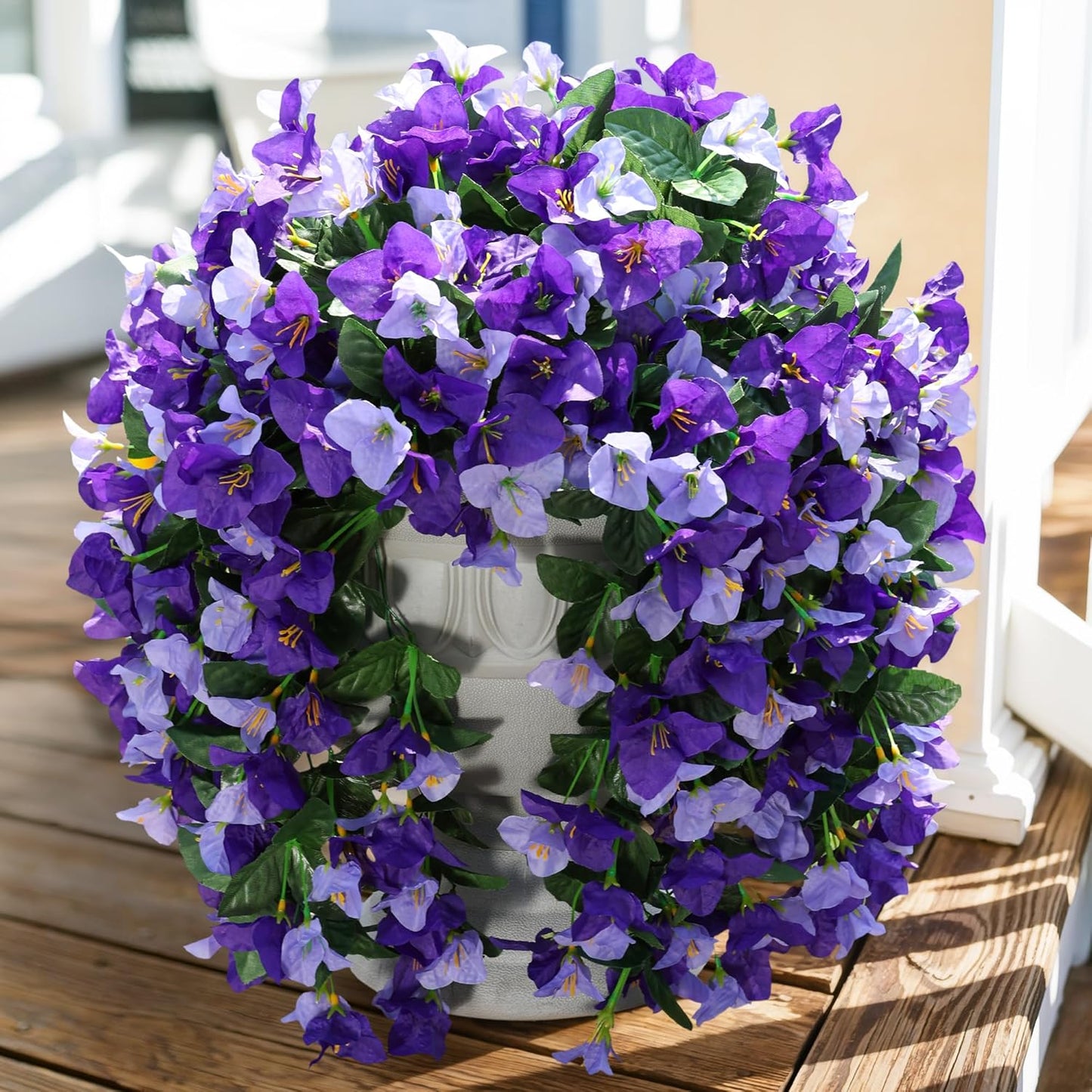 Faux Bougainvillea Artificial Flowers Plants for Outdoor Outside Decoration, 2 PCS Red Fake Flowers UV Resistant Look Real Silk Long Trailing Vines for Front Door Porch Planter Urn Patio Garden Yard