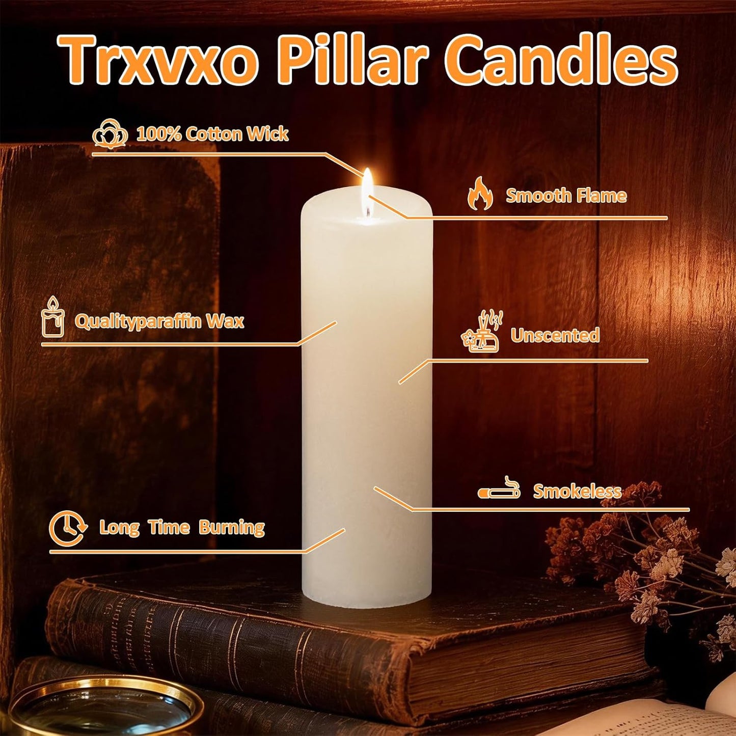18 Pcs White Pillar Candles Bulk Set，Hurricane Candles，3 Different Lengths 2 x 3/4/6 Inch (6 Each)，Dripless Unscented Smokeless，Gives You a Better Atmosphere When Organizing an Event Party.