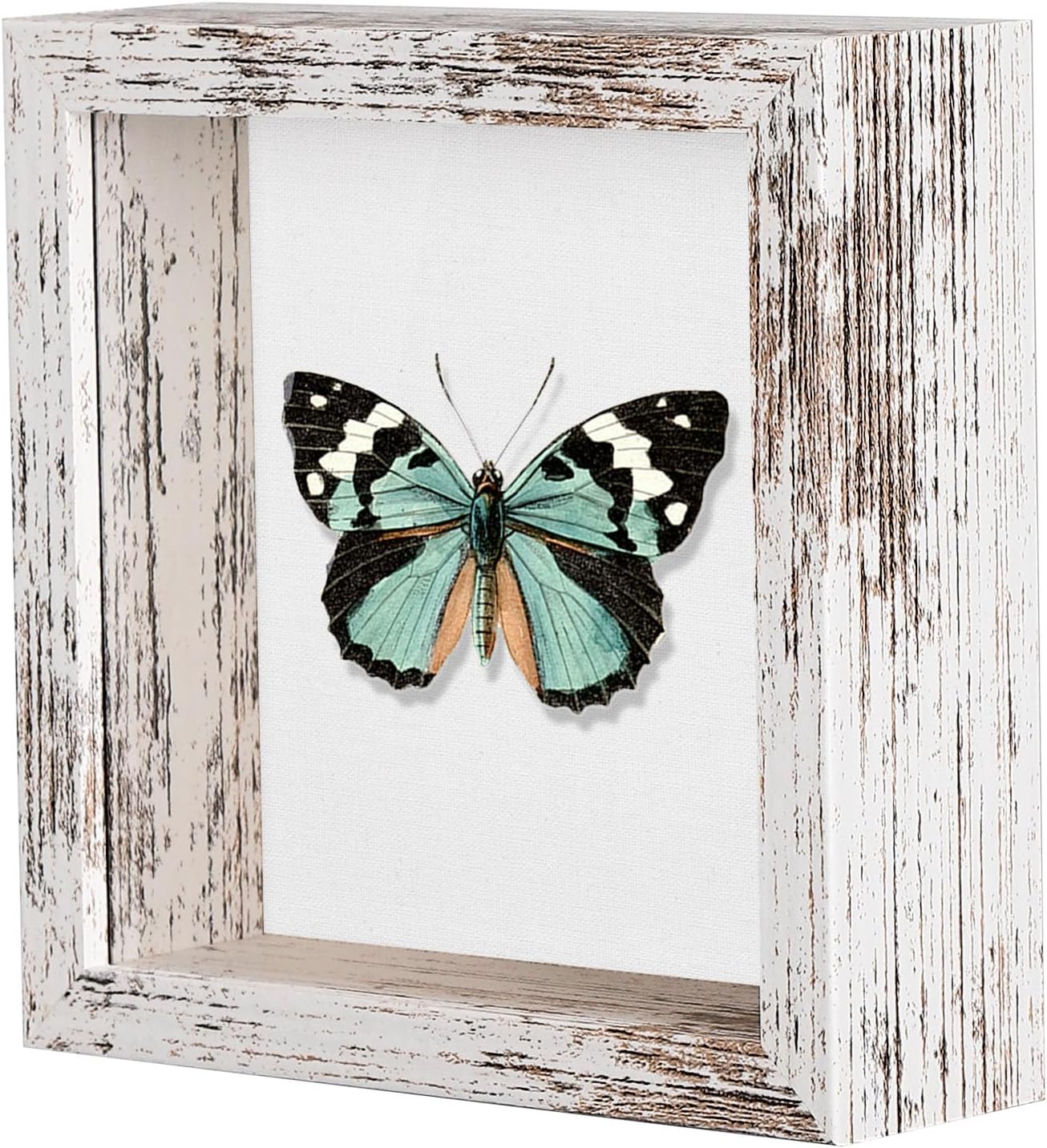 Califortree 8x8 Shadow Box Frame with Soft Linen Back - Push Pins Included, Memory Box Display Case for Flower, Tickets and 3D Items, Black