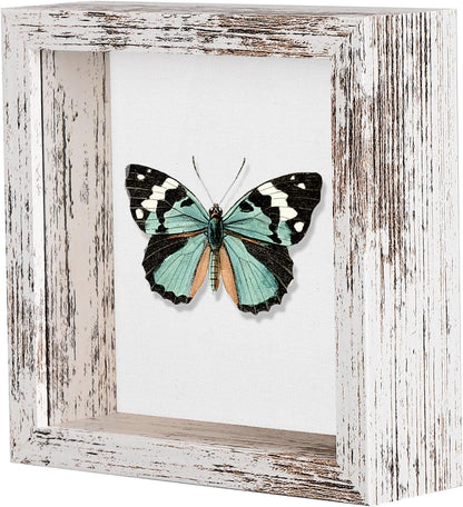 Califortree 8x8 Shadow Box Frame with Soft Linen Back - Push Pins Included, Memory Box Display Case for Flower, Tickets and 3D Items, Black