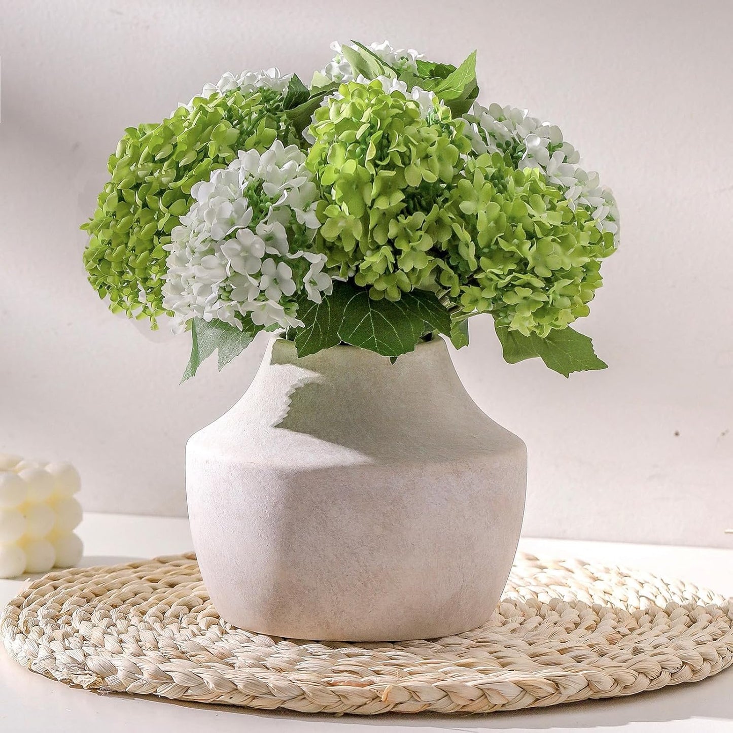 Mitt&Ditt Ceramic Flower Vase with Handles, 11 inch Tall Vase for Centerpieces, Large Decorative Terracotta Vases, Farmhouse Rustic Vases for Home Decor, Living Room, Table, Neutral