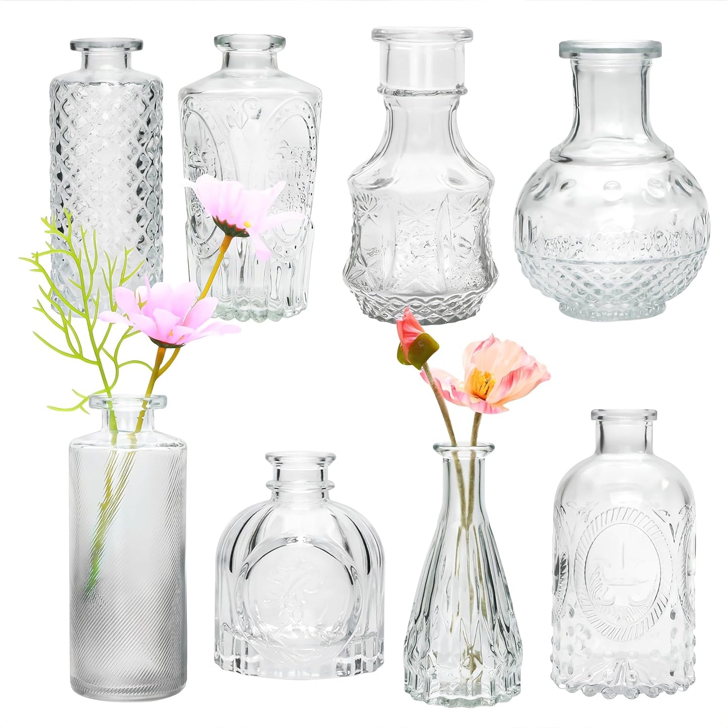 Glass Bud Vase Set of 32 pcs,Bud Vases in Bulk,Small Vases for Centerpieces, Mini Flower Vase Bulk for Rustic Wedding Home Table Decorations