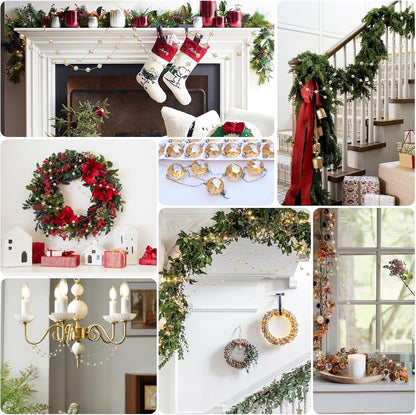 LEFERS 9.8Ft Crystal Glass Balls Christmas Garland,48 Beads 16mm Faceted Prism Beads Strands Hanging Ornament Decoration for Christmas Tree Centerpieces Wedding Party (Gold)