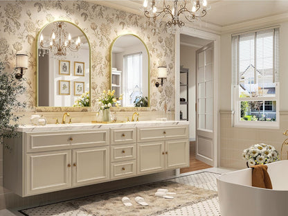 Brightify Arched Mirror, Arched Wall Mirror, 24 x 32 Inch Silver Arch Mirror, Metal Frame Silver Bathroom Mirror, Arched Top Bathroom Vanity Mirror for Living Room Bedroom Mantel Entryway Hallways