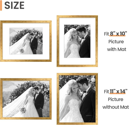 upsimples 8x10 Picture Frame, Display Pictures 5x7 with Mat or 8x10 Without Mat, Wall Hanging Photo Frame, Black, 1 Pack - Colors A