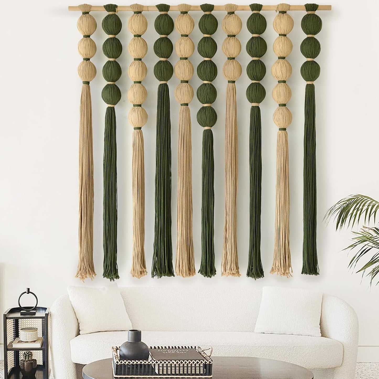 IOWER Macrame Wall Hanging 27" W x 31" L Boho Wall Decor Sphericity Cotton Textile Wall Hanging Art Fiber Yarn Art Handmade Detachable Assembly