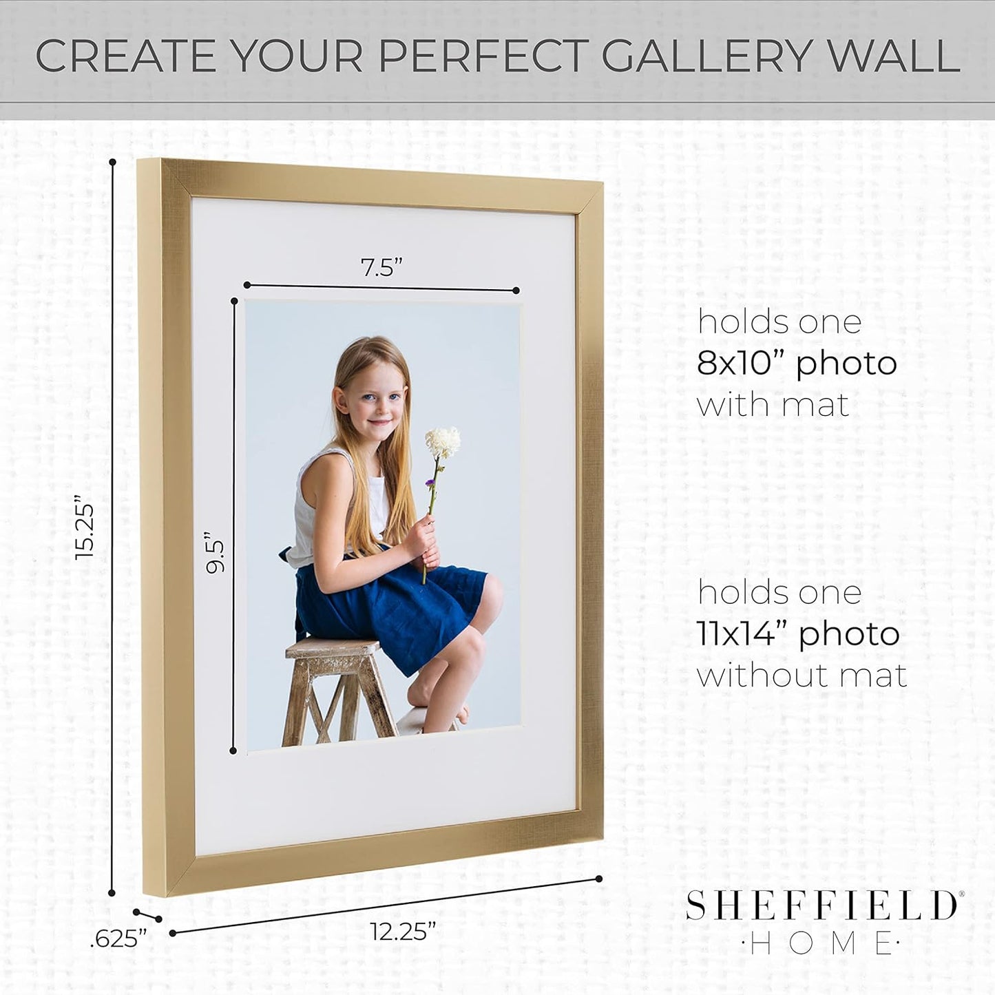 Sheffield Home 9 Piece Gallery Wall Frame Set, 11x14 in. matted to 8x10 in. (Matte Black)