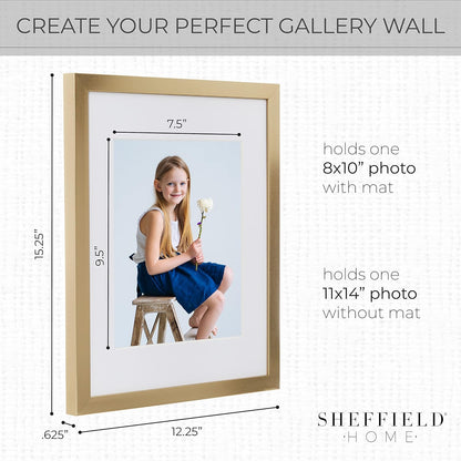 Sheffield Home 9 Piece Gallery Wall Frame Set, 11x14 in. matted to 8x10 in. (Matte Black)