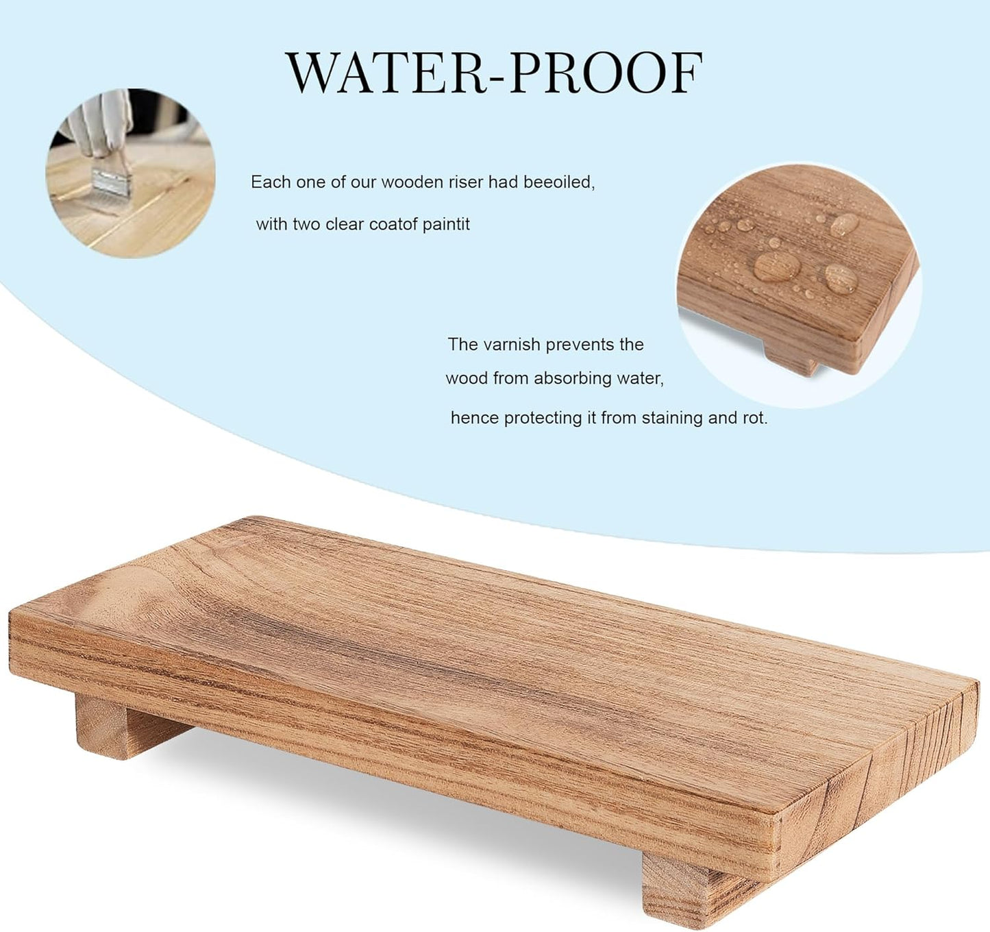 zoocatia Small Wood Tray Pedestal Stand Farmhouse Bathroom Decor Decorative Wooden Riser Kitchen Soap Dish Holder for Vanity, Counter, Sink, Brown