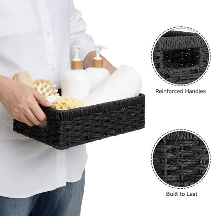 StorageWorks Wicker Basket, Baskets for Organizing, Storage Basket with Built-in Handles, Water Hyacinth Shelves (Medium 2-Pack, Natural Hyacinth)
