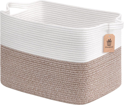 Goodpick Cube Storage Bins - Towel, Book, Cloth, Shoes, Closet Shelf Woven Baskets for Office, Baby Laundry, Toys, 13''x10''x9''