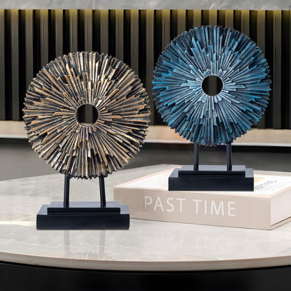 EZ4ENCE Round Statue HomeDecor Kitchen, Modern Decorative Sculpture Decorations for Living Room Coffee Table, Office Decor Shelf, Center Tabletop Decoration (Blue)