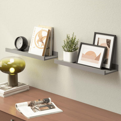 Boswillon Floating Shelves Wall Mounted Set of 2, Modern Black Wall Shelves for Storage with Lip, Display Picture Ledge Shelf for Wall Decor Bedroom Living Room Bathroom Kitchen