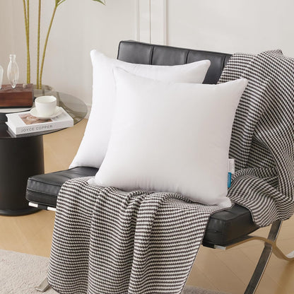 Oubonun 18"x18" Pillow Inserts (Set of 2) - Throw Pillow Inserts with 100% Cotton Cover - 18 Inch Square Interior Sofa Pillow Inserts - Decorative Pillow Insert Pair - White Couch Pillow