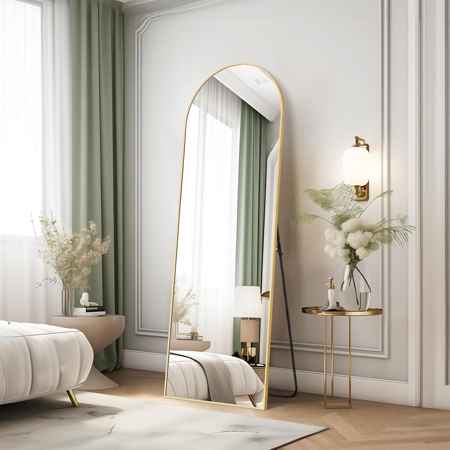 Simple Deluxe Arched Full Length Mirror, 71"x26"Large Floor Mirrors, for Wall Door Bedroom Bathroom Living Room (Gold)