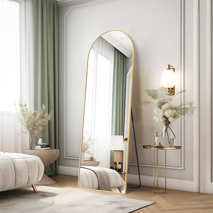 Simple Deluxe Arched Full Length Mirror, 71"x26"Large Floor Mirrors, for Wall Door Bedroom Bathroom Living Room (Gold)
