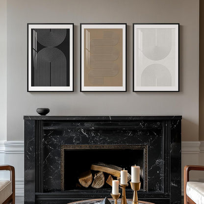Large Framed Black and White Abstract Wall Art for Living Room, 3 Piece Big Modern Canvas Prints Paintings Artwork for Walls, Minimalist Abstract Art Pictures for Hallway, Office Wall Decor 24x36 In