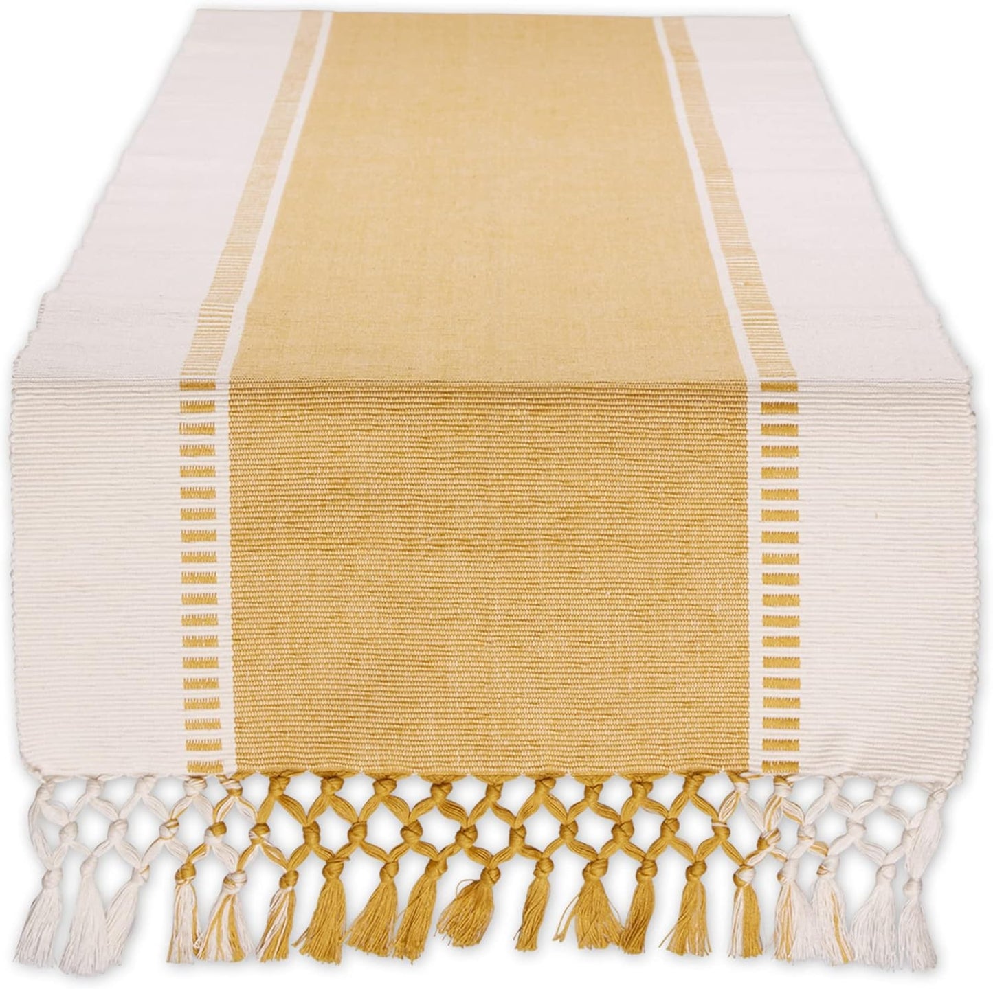 DII Dobby Stripe Woven Table Runner, 13x72-inch, French Blue