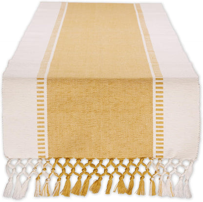 DII Dobby Stripe Woven Table Runner, 13x72-inch, French Blue