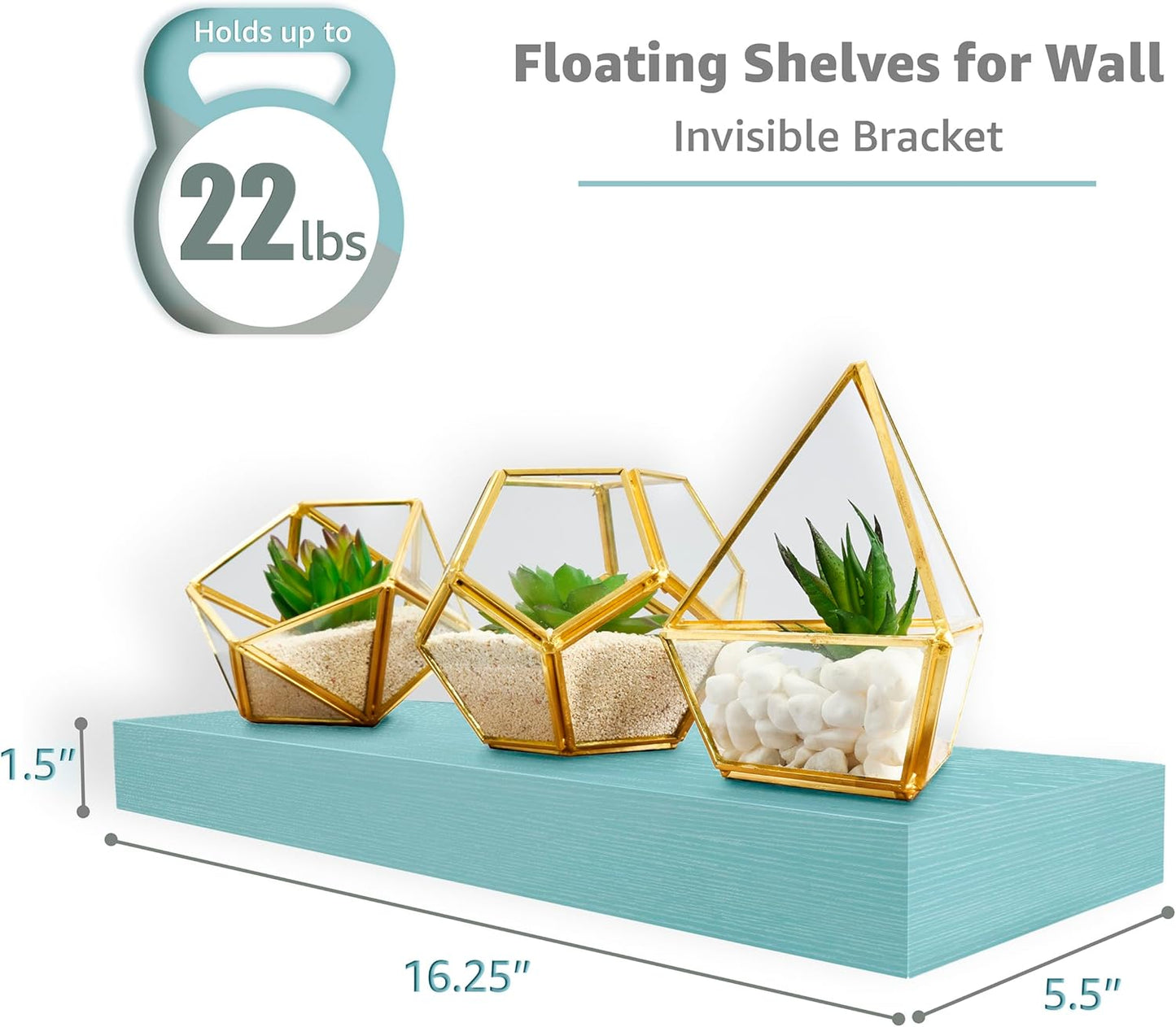 Sorbus Floating Shelves for Wall – 16 Inch Floating Shelf for Kitchen, Bedroom, Living Room, Bathroom, Home & Wall Decor - Mounted Bathroom Shelves with Invisible Brackets (Maple Wood, 2 Pack)