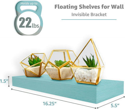 Sorbus Floating Shelves for Wall – 16 Inch Floating Shelf for Kitchen, Bedroom, Living Room, Bathroom, Home & Wall Decor - Mounted Bathroom Shelves with Invisible Brackets (Maple Wood, 2 Pack)