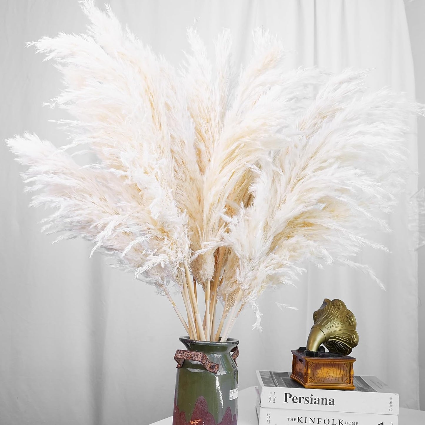 Pampas Grass Decor, Natural Dry Pampas Grass Small, Short Pampass Bulk for Farmhouse, Wall, Kitchen, Bedroom Decor, Office Decor (17 inch )