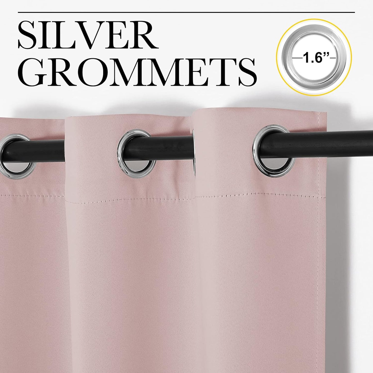 NICETOWN Halloween Pitch Black Solid Thermal Insulated Grommet Blackout Curtains/Drapes for Bedroom Window (2 Panels, 42 inches Wide by 63 inches Long, Black) - Colors D
