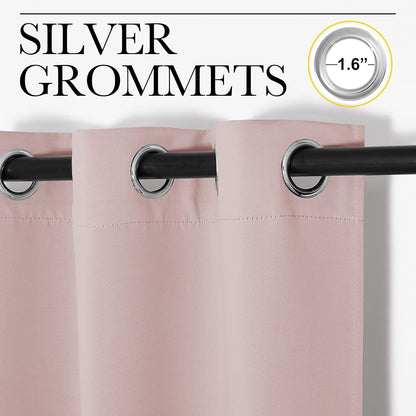 NICETOWN Halloween Pitch Black Solid Thermal Insulated Grommet Blackout Curtains/Drapes for Bedroom Window (2 Panels, 42 inches Wide by 63 inches Long, Black) - Colors D