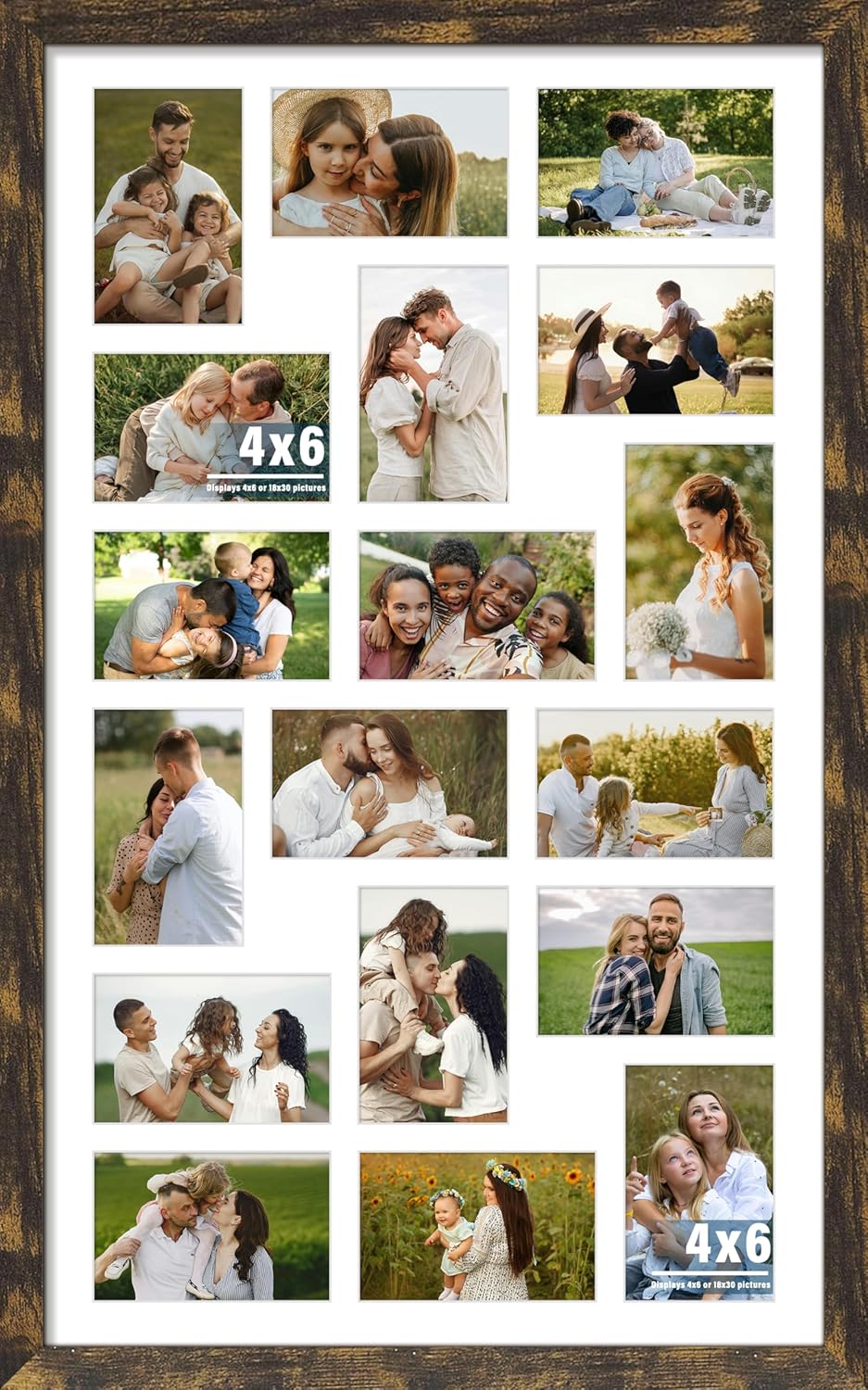 DUENPY 14x26 Collage Picture Frame 4x6 Collage Picture Frame Displays Twelve 4x6 inch Photos Available Horizontal Wall Mounting Display and Vertical Black - Colors B