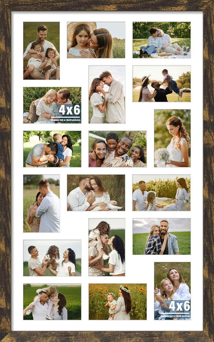DUENPY 14x26 Collage Picture Frame 4x6 Collage Picture Frame Displays Twelve 4x6 inch Photos Available Horizontal Wall Mounting Display and Vertical Black - Colors B