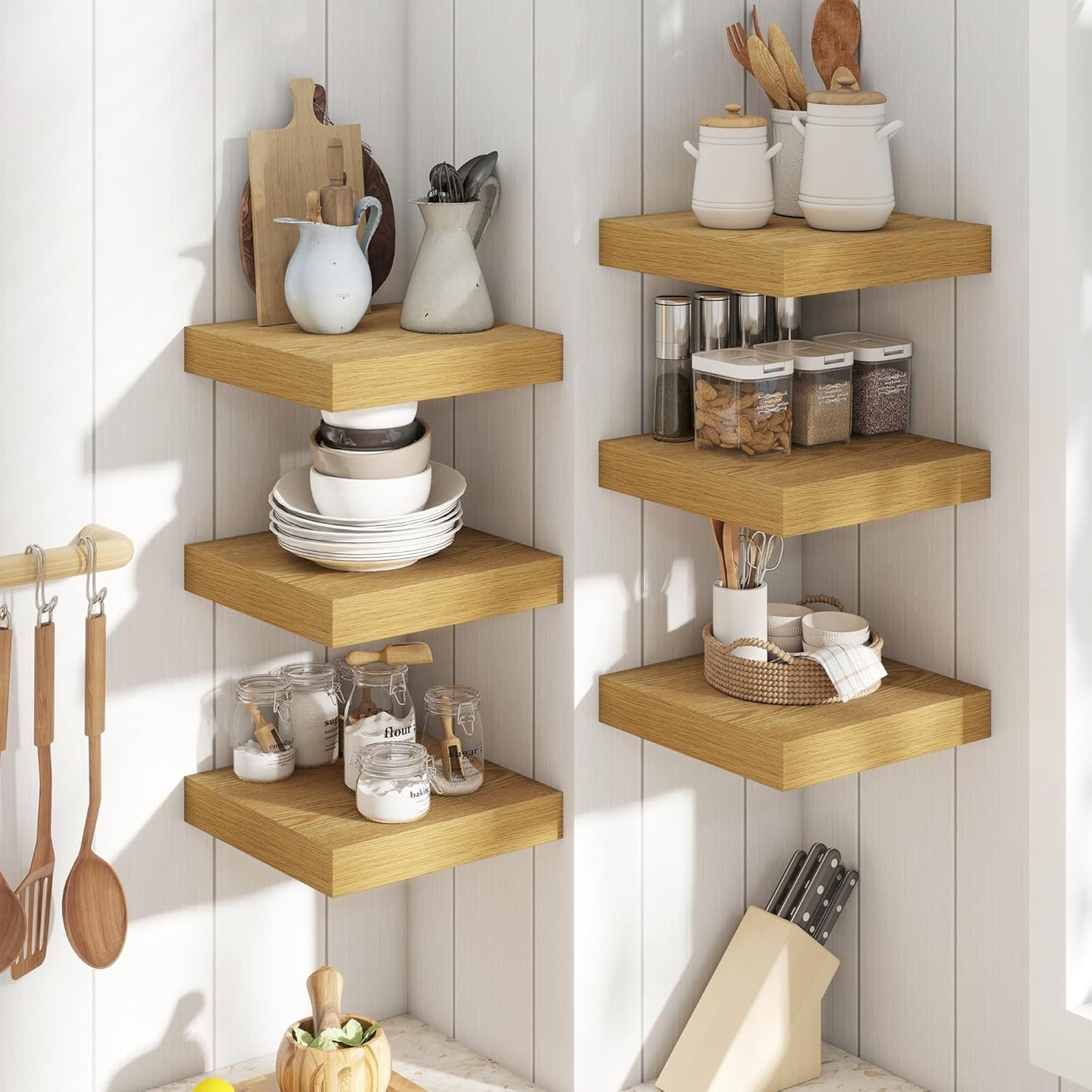 72 Inch Long Floating Shelves for Wall Set of 2, 12"D Wood Grain Bathroom Shelves with Invisible Brackets, Easy Install Engineered Wood Storage Shelves for Kitchen, Living Room, Bedroom, Black Finish