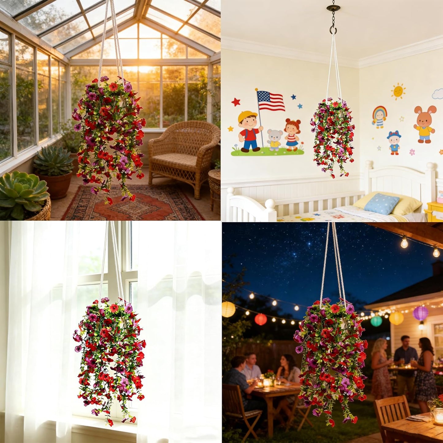 Comtelek Fake Hanging Plants with Lights Artificial Plants for Home Decor Macrame Plant Hanger with Fake Vines Faux Hanging Planter for Wall Ceiling Bedroom Bathroom Kitchen Office Boho Decor Indoor