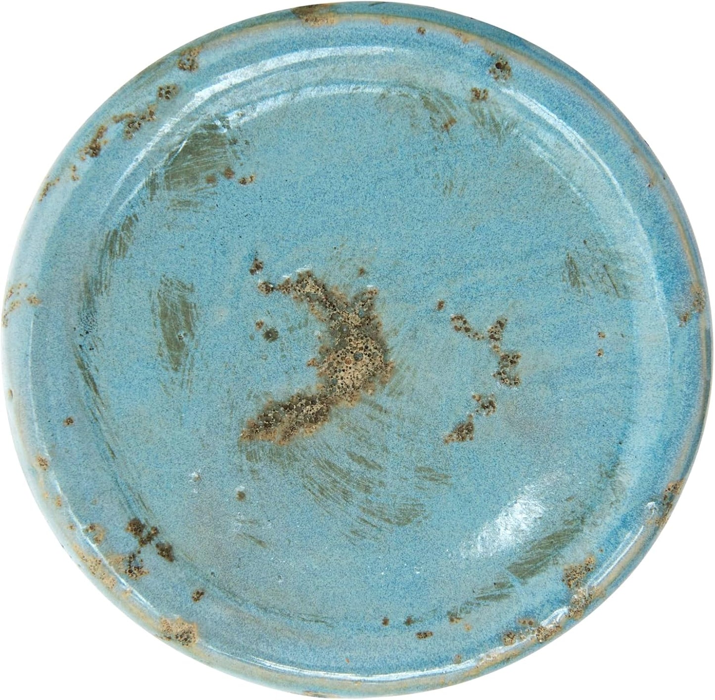 Creative Co-Op Small Distressed Blue Terracotta Pillar Candle Holder
