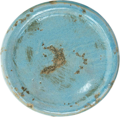 Creative Co-Op Small Distressed Blue Terracotta Pillar Candle Holder