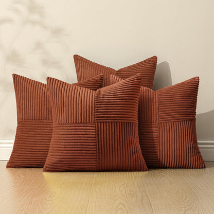 MIULEE Teal Orange Decorative Throw Pillow Covers 18x18 Inch Set of 4 Boho Corduroy Striped Cushion Cases Modern Farmhouse Patchwork Pillow Cases for Couch Sofa Bedroom Home Decor