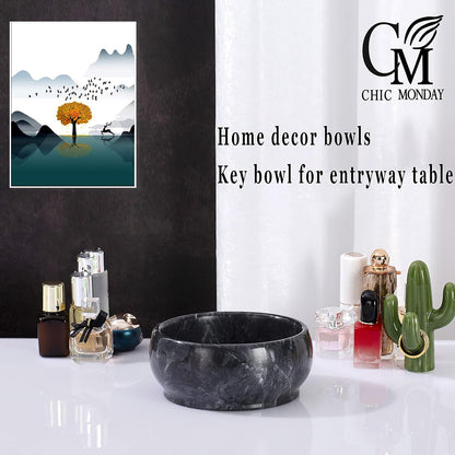 4.72 Inch Small Decorative Bowls, Natural Marble Decorative Bowls for Home Decor, Key Bowl, Coffee Tables Centerpiece, Soap Serving Bowl, Incense Burner, Smudge Bowl