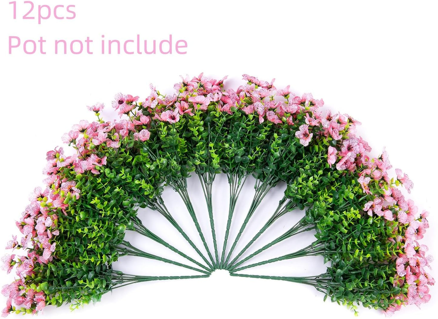 HyeFlora Artificial Flowers for Outdoor Indoor Garden Home Decoration, Faux Flower Daisy with Eucalyptus Leaves Fake Plants Greenery Boxwood Porch Patio, 12 Bundles (Mix Pink Red Purple Yellow)