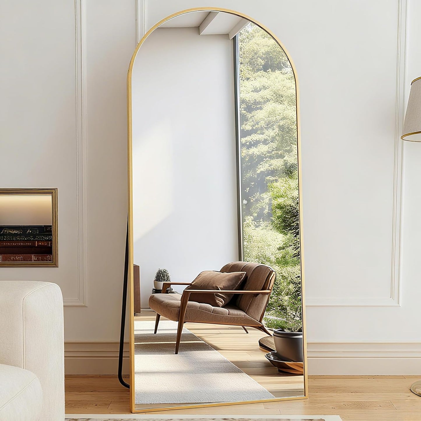 Mirror Full Length, 71"x26" Arched Full Length Mirror, Arch Mirror with Stand, Large Standing Mirrors, Oversized Full Body Mirrors with Aluminum Frame for Bedroom, Living Room (White)
