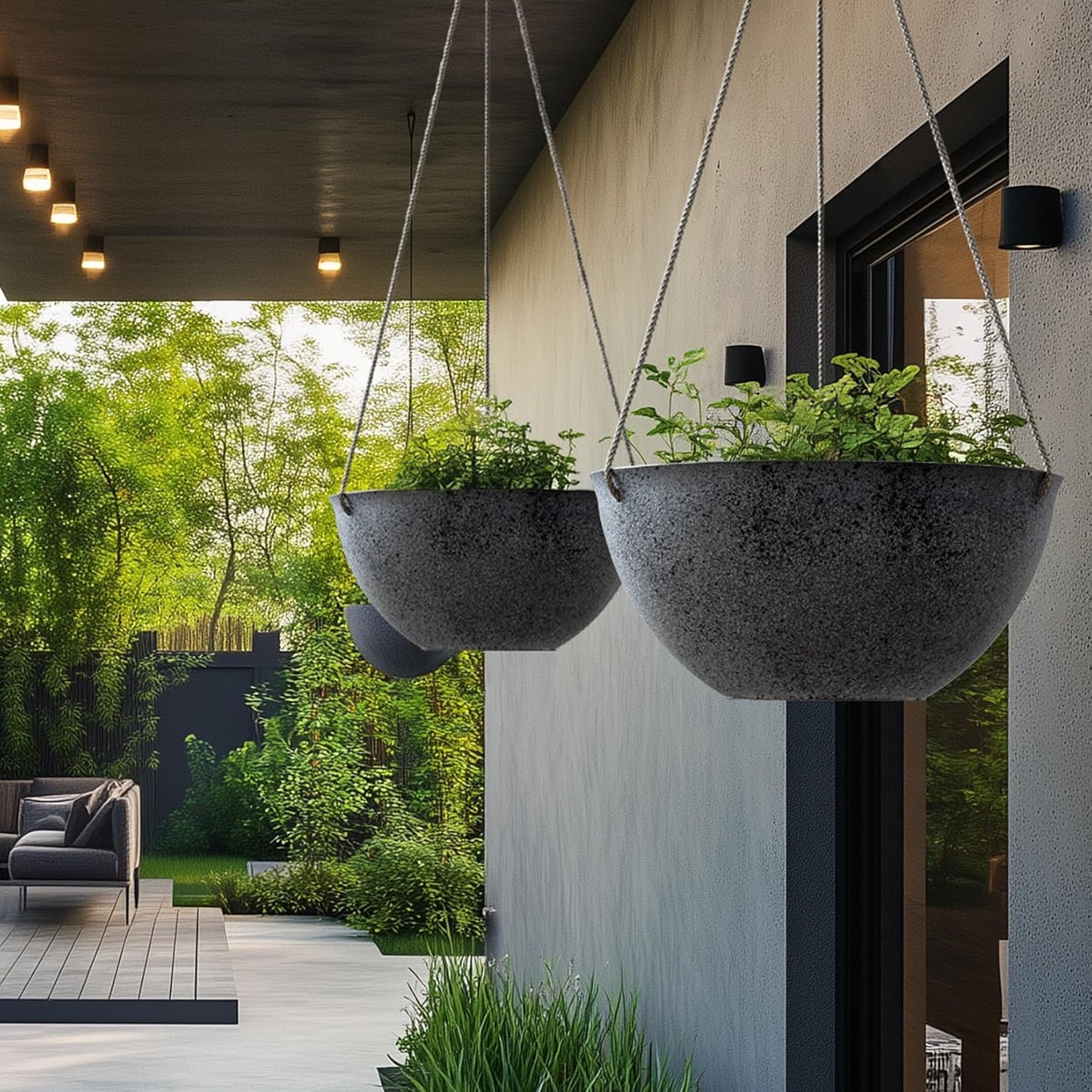LA JOLIE MUSE Large Hanging Planters - 13 Inch Flower Pots Outdoor Indoor, Hanging Garden Planters Set of 2, New Iron Color