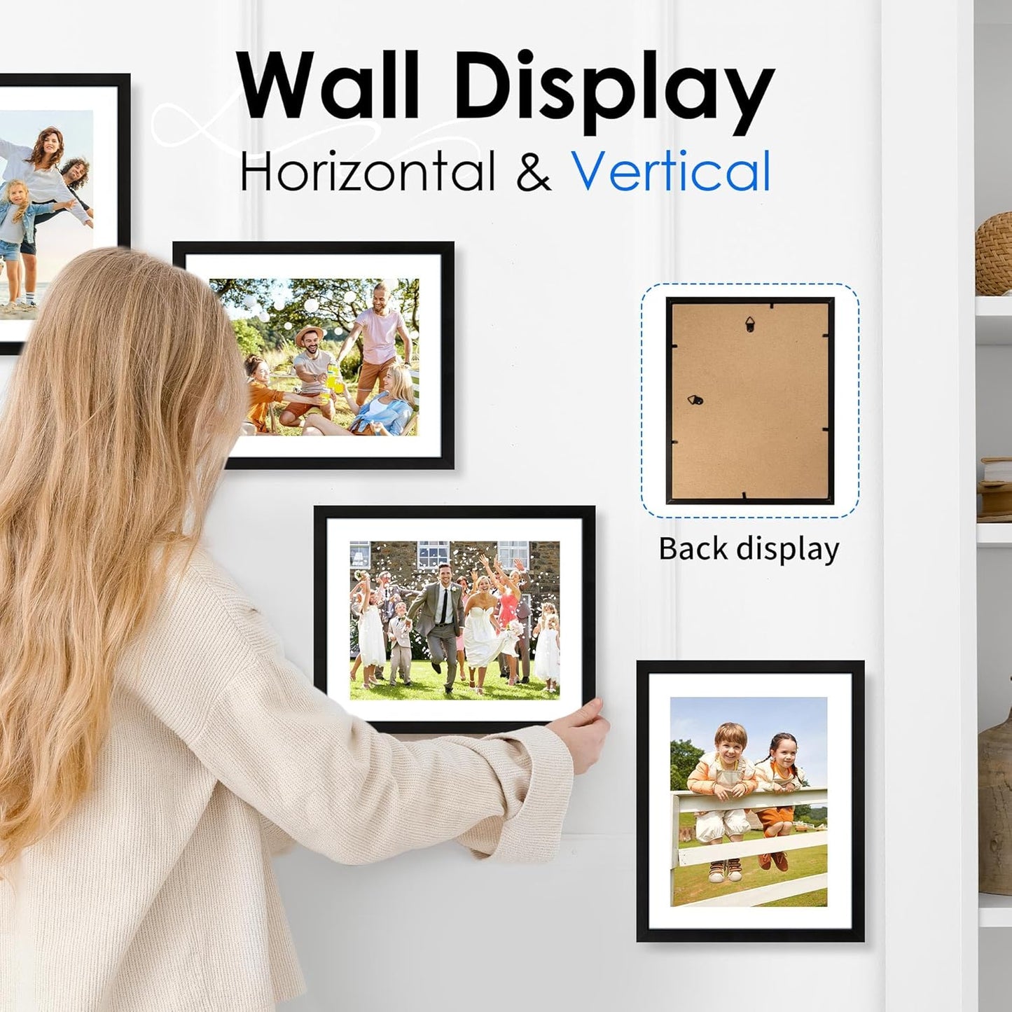 FIXSMITH 10 Pack Picture Frames Collage Wall Decor for Mounting or Tabletop Display, Gallery Wall Frame Set with Two 8x10 Black Frames, Four 5x7 Frames and Four 4x6 Frames, Multi-Pack Photo Frame Set