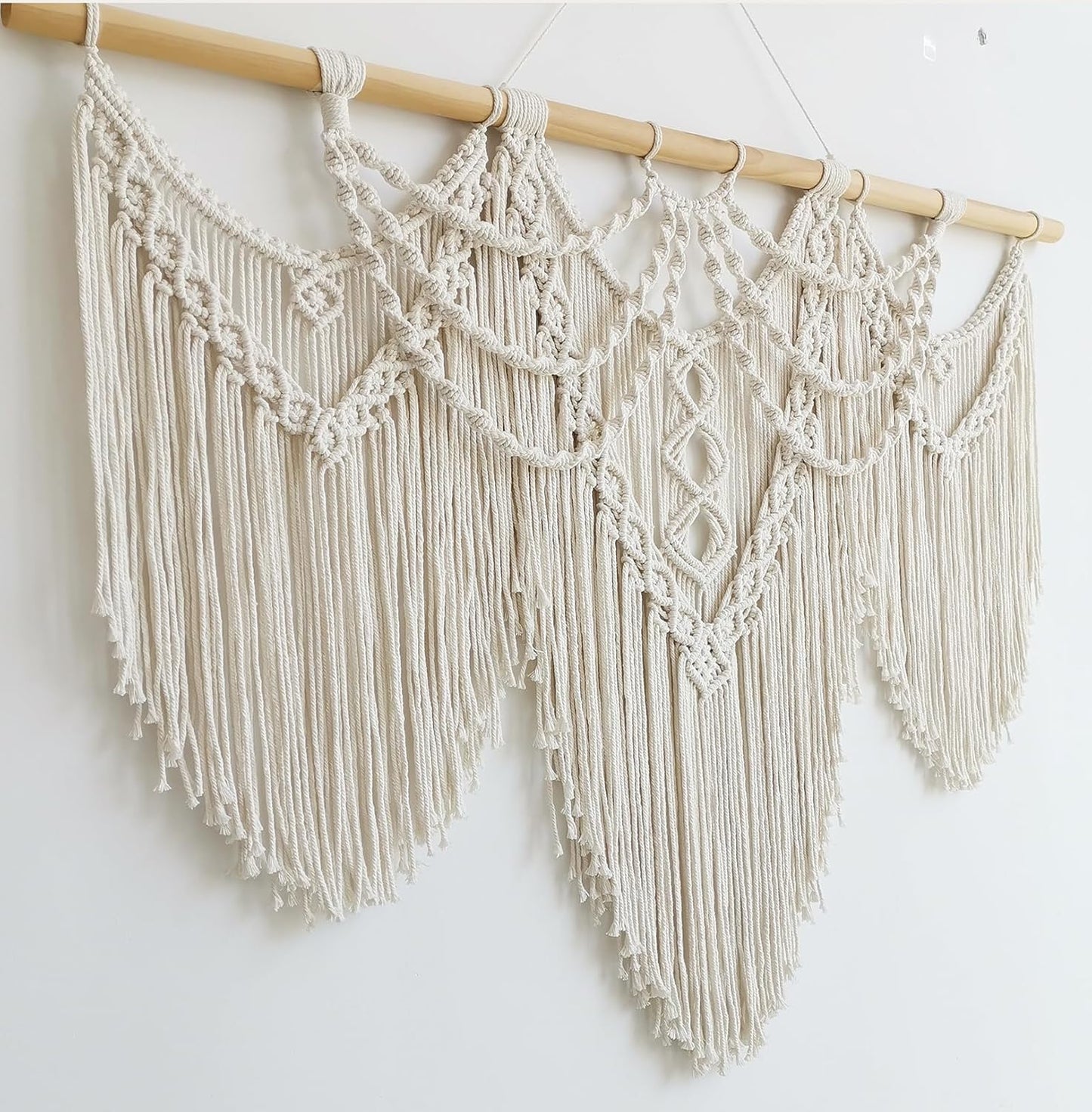 Achart Macrame Wall Hanging Large- Boho Wall Decor- large wall art- Wall Decor Living Room- Macrame Tapestry Boho Decor for Bedroom (Wooden Bead)