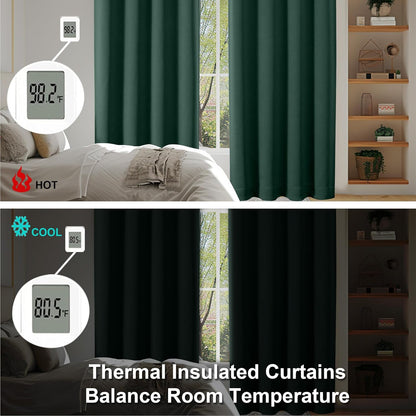 Simplebrand Ava Sage Green Blackout Curtains for Bedroom 63 Inch Length 2 Panels Set, Solid Thermal Insulated Energy Saving Rod Pocket Window Treatment Curtains Blackout Drapes, W40 x L63 Inch, Sage - Colors B