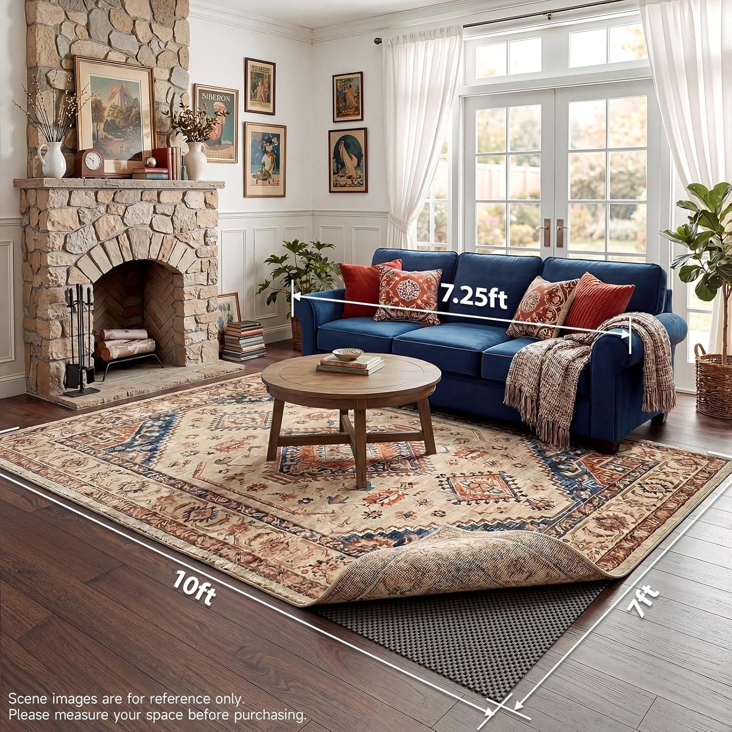 Veken Non Slip Rug Pad Gripper 8 x 10 Feet Extra Thick Pads for Any Hard Surface Floors, Keep Your Rugs Safe and in Place, Under Carpet Anti Skid Mat - Colors A
