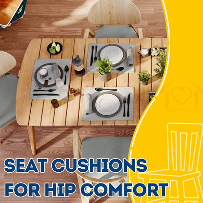 AAAAAcessories D-Shaped Chair Cushions, 2" Thick Dining Chair Pads with Ties and Removable, Machine-Washable Cover, 17" x 16", Set of 4, Oatmeal Beige - Colors A