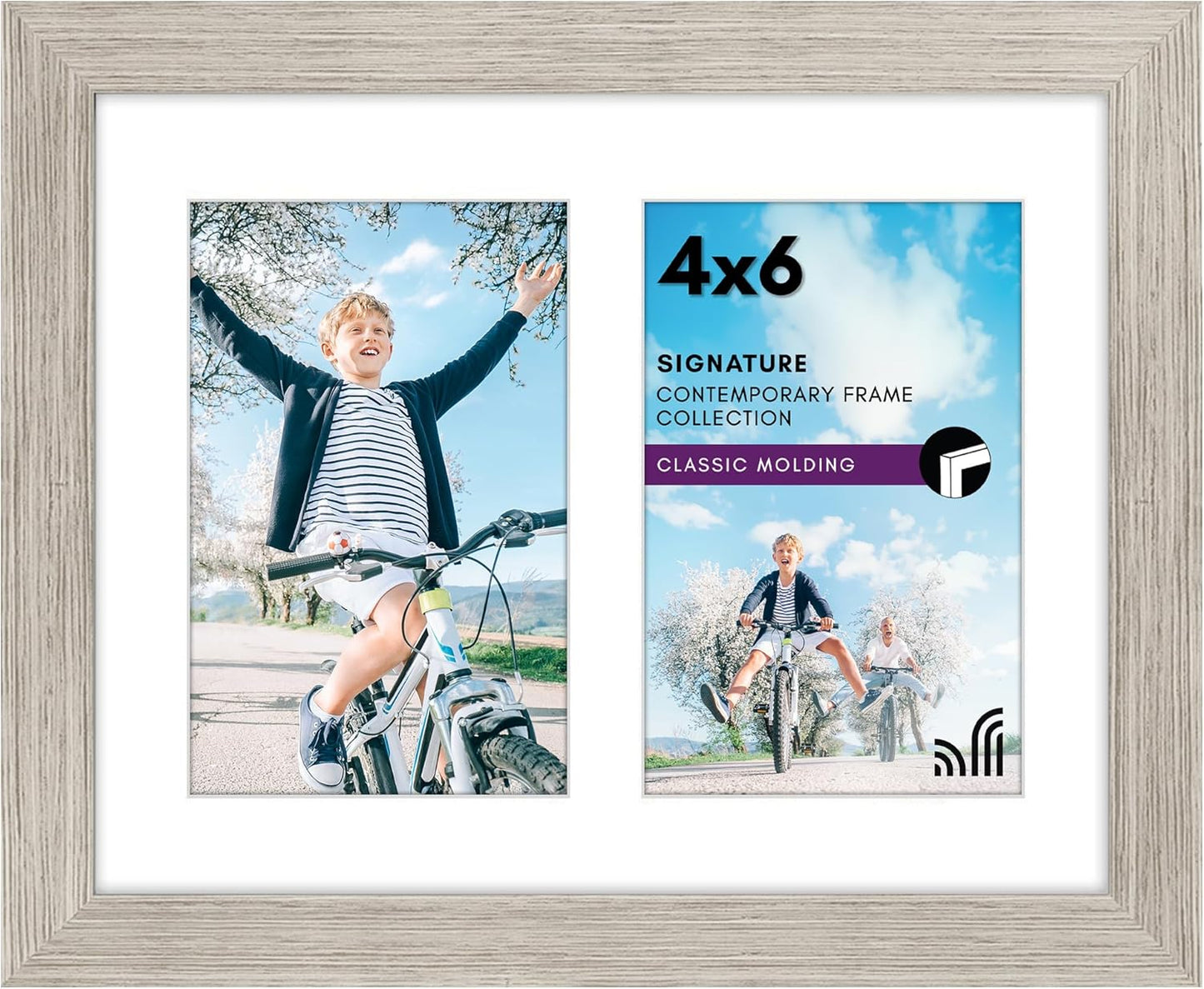 Americanflat 4x6 Collage Picture Frame with Shatter-Resistant Glass - Fits Five 4x6 Photos or Use as One 11x14 Picture Frame - Signature Collection - Collage Frames for Wall Display - Black