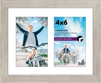 Americanflat 4x6 Collage Picture Frame with Shatter-Resistant Glass - Fits Five 4x6 Photos or Use as One 11x14 Picture Frame - Signature Collection - Collage Frames for Wall Display - Black