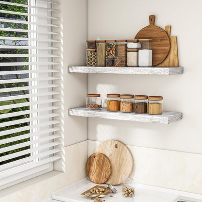 RICHFOCUS 72Inch Floating Shelves for Wall 2 Pack Shelves for Bedroom|Kitchen|Bathroom Wall Mounted Rustic Wood Floating Shelf with Invisible Brackets for Books|Storage|Decor, Rustic Brown