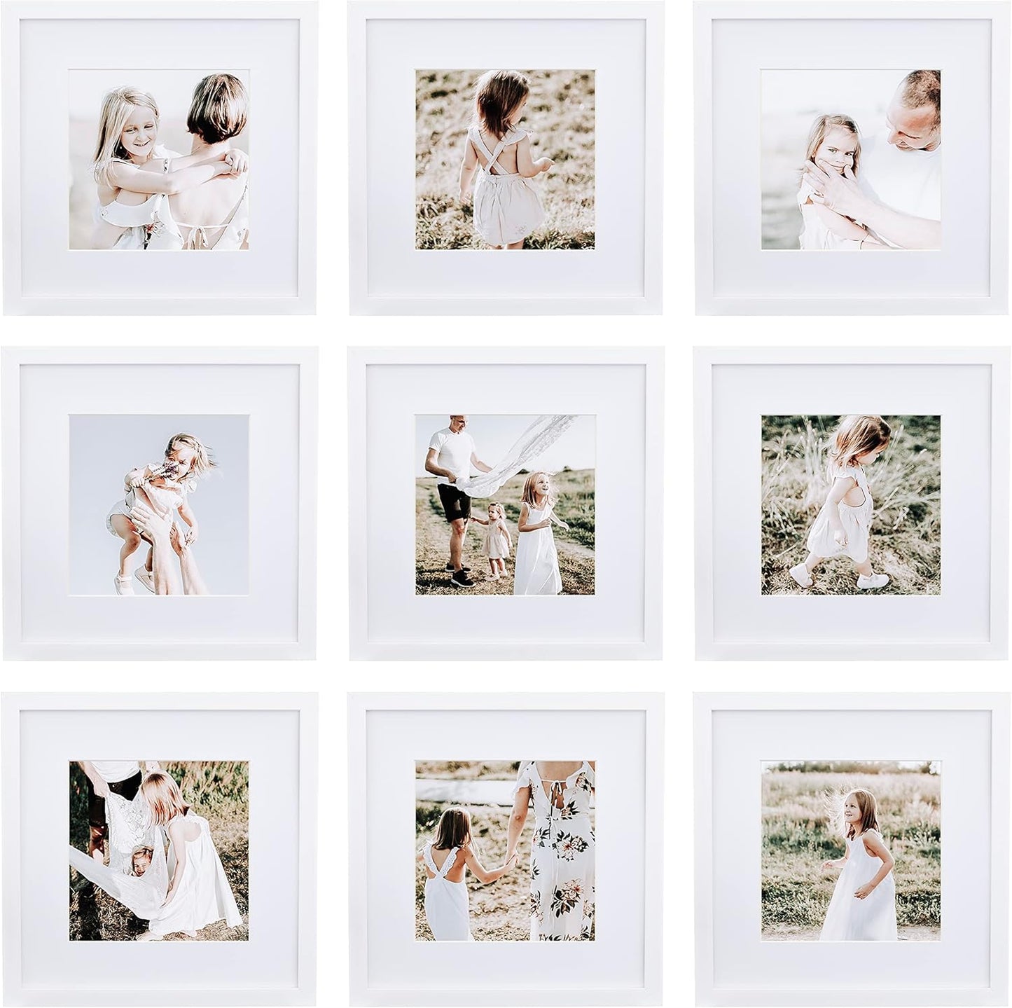 Sheffield Home 9 Piece Gallery Wall Frame Set, 11x14 in. matted to 8x10 in. (Matte Black)