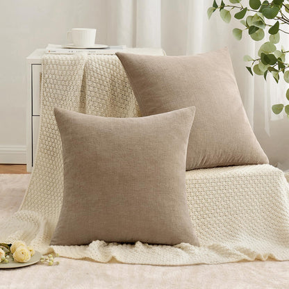MIULEE Olive Green Couch Pillow Covers 18x18 Inch, Set of 2 Soft Chenille Decorative Square Throw Pillow Covers Farmhouse for Sofa Living Room Bed