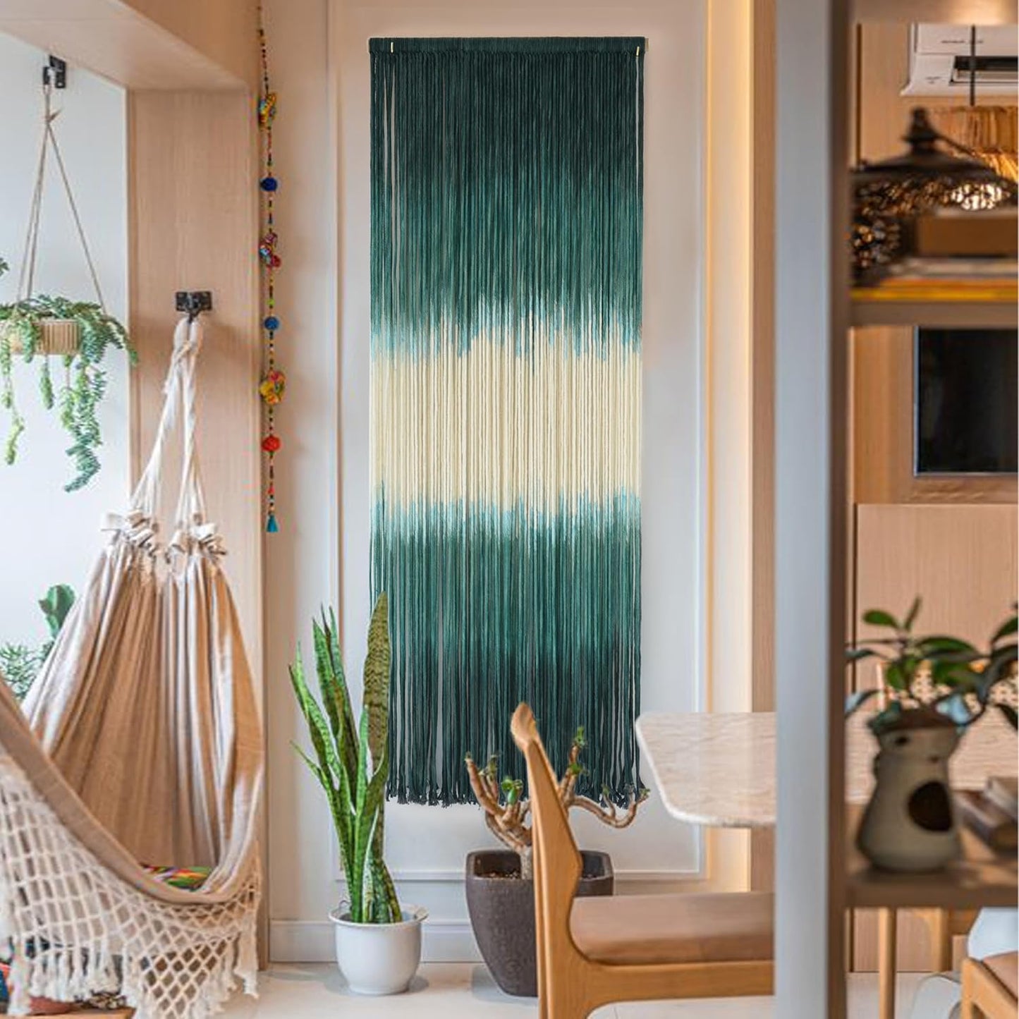 Flber 2 Pcs Macrame Wall Hanging Boho Wall Decor Handmade Macrame Art Tapestry Wedding Macrame Backdrop 13.7" W x 51" L For Living room Bedroom Headboard Decor